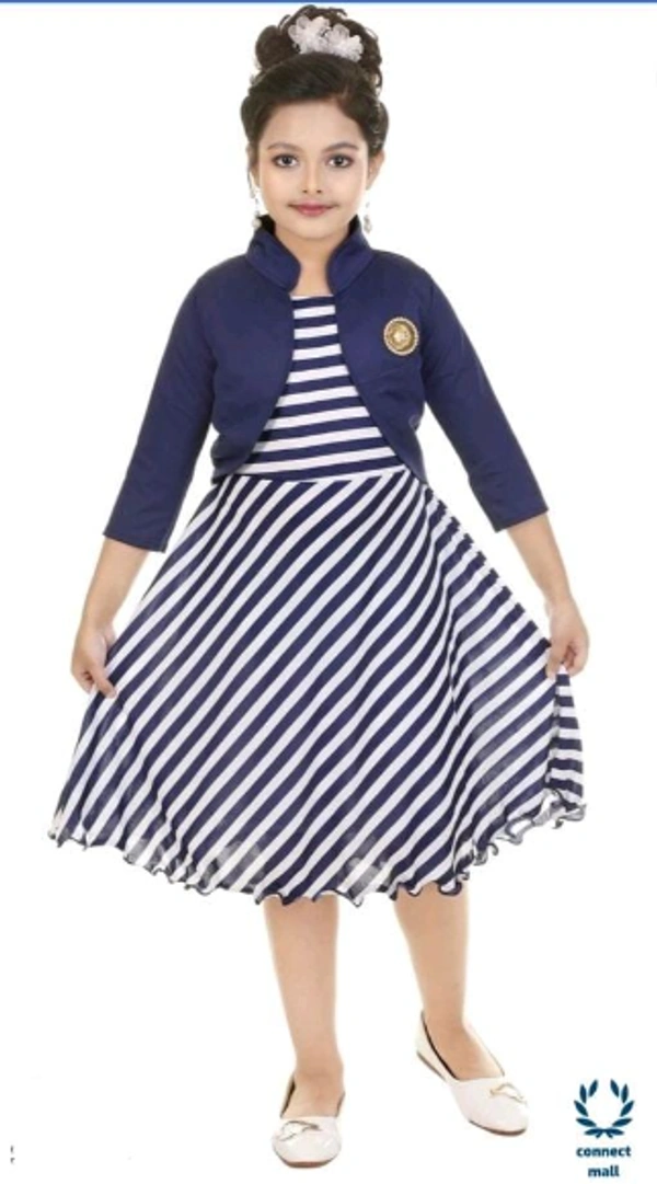 Beautiful Blue Cotton Blend Funky Girl Frock - 2-3 Years, Blue, Cotton Blend, Pack of 1